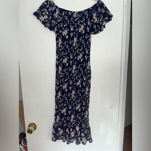 Off The Shoulder Strapless Floral MIDI Dress